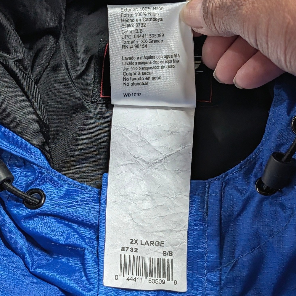 Stearns DryWear Rain Jacket Mens 2XL Blue Black Hooded Windbreaker 8732 Ripstop - Picture 11 of 16